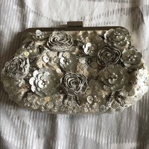 Beaded flower clutch bag